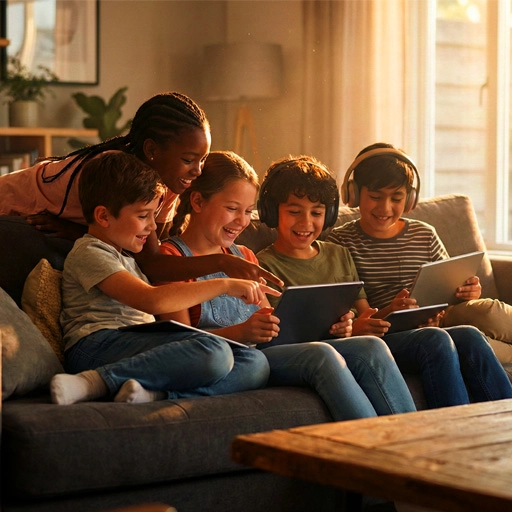 Children engaging with tablets
